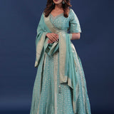 Pale Blue Banarasi Lehenga Set