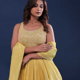 Royal Yellow Tissue Organza Lehenga Set