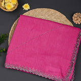 Dark Rose Pink Embroidered Silk Saree