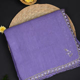 Classy Purple Embroidered Khadi Saree