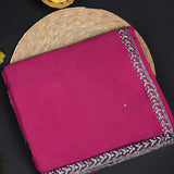 Dark Pink Embroidered Khadi Saree