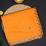 Sunset Yellow Embroidered Silk Saree