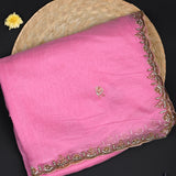 Rose Pink Embroidered Chanderi Saree