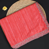Dual Shade Pink Embroidered Dupion Silk Saree