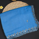 Bright Blue Embroidered Silk Saree