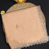 Off-White Embroidered Cotton Saree