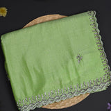 Soft Green Embroidered Cotton Saree