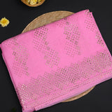 Soft Rose Pink Foil Printed Organza Saree