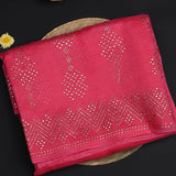 Raspberry Pink Foil Printed Organza Saree