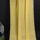 Pale Yellow Embroidered Linen Saree