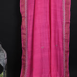 Royal Pink Floral Embroidered Silk Saree