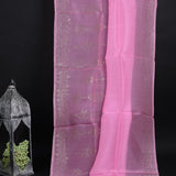 Soft Rose Pink Foil Printed Organza Saree