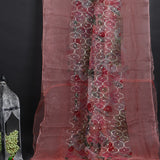 Pastel Pink Floral Printed Organza Saree