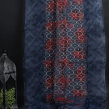 Dark Grey Printed Organza Saree
