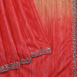 Dual Shade Pink Embroidered Dupion Silk Saree