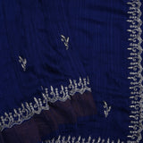 Night Blue Floral Embroidered Silk Saree