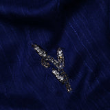 Night Blue Floral Embroidered Silk Saree