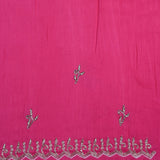Rich Pink Embroidered Moonga Silk Saree