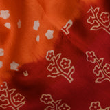 Red And Orange Printed Satin Saree
