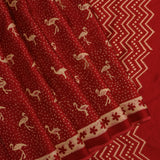 Dark Red And Orange Printed Satin Saree