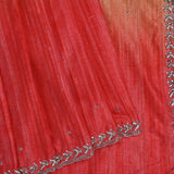 Dual Tone Pink Embroidered Dupion Silk Saree