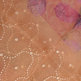 Pastel Yellow Floral Printed Organza Saree