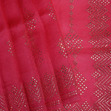 Raspberry Pink Foil Printed Organza Saree