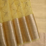 Pale Yellow Foil Printed Organza Saree
