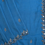 Bright Blue Embroidered Silk Saree