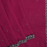 Dark Pink Embroidered Khadi Saree