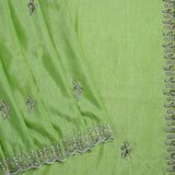 Soft Green Embroidered Cotton Saree