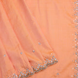 Soft Orange Floral Embroidered Silk Saree