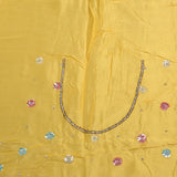Pale Yellow Embroidered Linen Saree