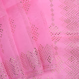 Soft Rose Pink Foil Printed Organza Saree