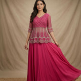 Embroidered Bridal Lehenga - Hot Pink