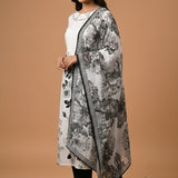 White Cotton Printed Straight Cut Suit With Floral Dupatta