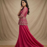Embroidered Bridal Lehenga - Hot Pink