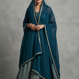 Embroidered Geometric Silk Blend Anarkali Set