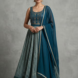 Embroidered Geometric Silk Blend Anarkali Set