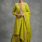 Embroidered Border Highlight Silk Salwar Set