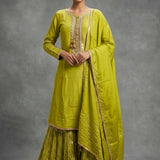 Embroidered Butti Silk Blend Anarkali Set