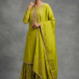 Embroidered Butti Silk Blend Anarkali Set