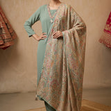 Embroidered Straight Cut Salwar Suit - Sage Green