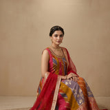 Multicolor Silk Blend Embroidered Anarkali Set With Rangkat Design