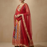 Multicolor Silk Blend Embroidered Anarkali Set With Rangkat Design