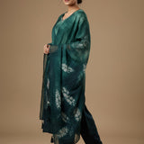 Bandhani Tie-Dye Straight Cut Salwar Suit - Teal Green