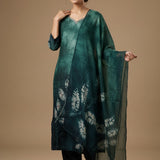 Bandhani Tie-Dye Straight Cut Salwar Suit - Teal Green