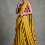 Embroidered Floral Drape Saree Set