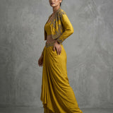 Embroidered Border Highlight Silk Blend Indo Western