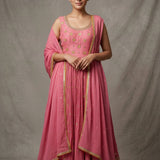 Embroidered Butti Georgette Anarkali Set